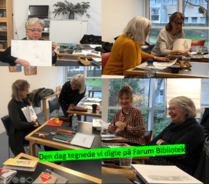 Foto af deltagere på Tegn en Bog Kursus på Farum Bibliotek 2021